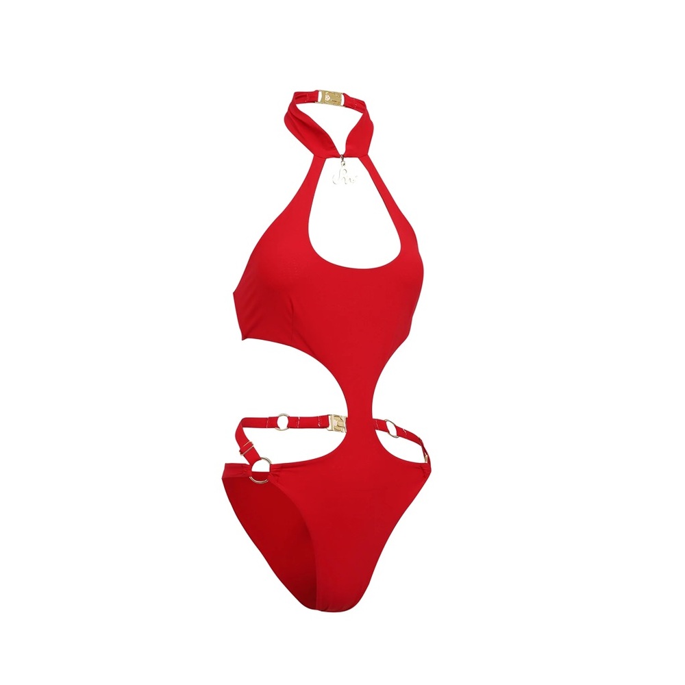 Red Room Service swimsuit bikini one piece bathing suit XS strappy cut out